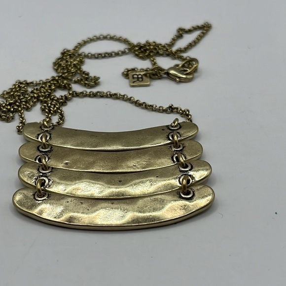 Hammered Bar Necklace Brass 32” Length. - Picture 7 of 8